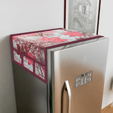 Kuber Industries Fridge Top Cover & Handle Cover Set | Fridge Top & Handle Cover Set | Refrigerator Cover & Handle Cover Combo Set | Tree Kniting Fridge & Handle Cover | Maroon